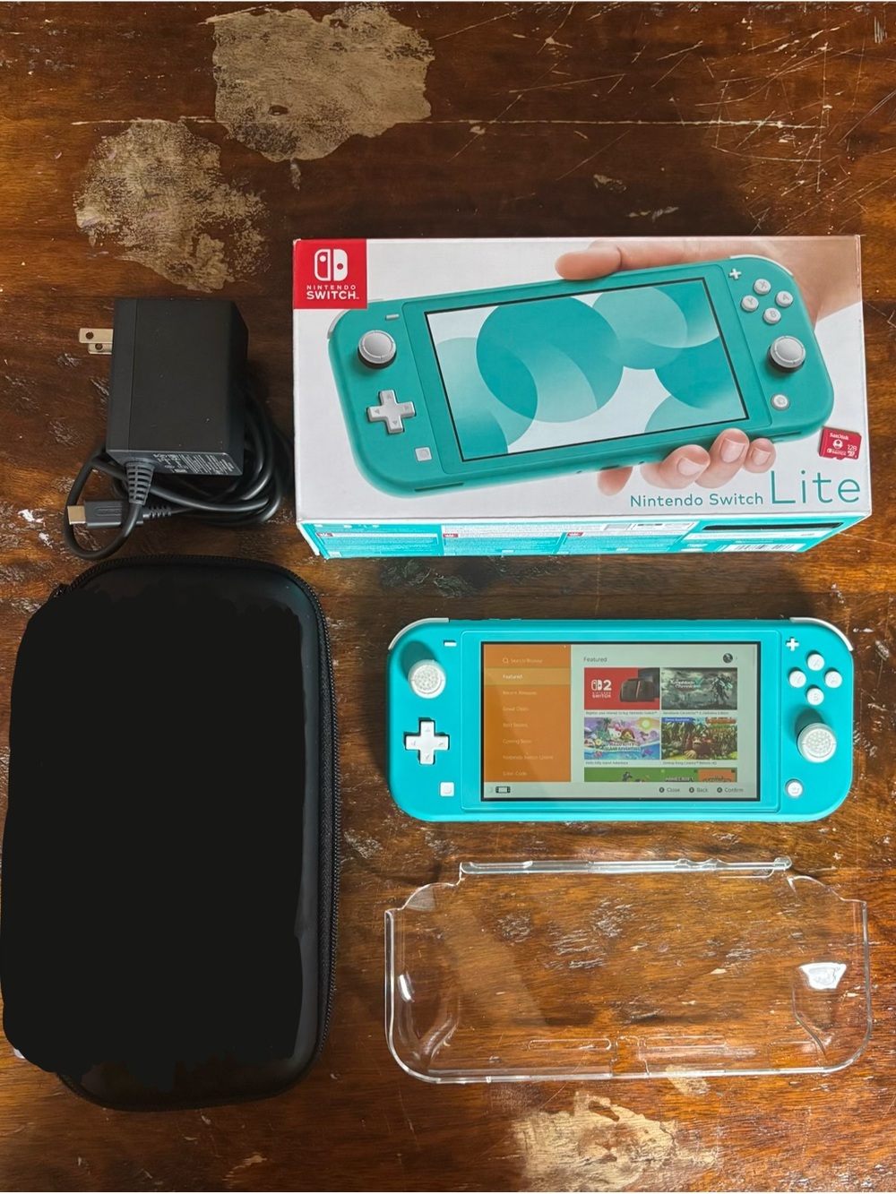 Nintendo Switch Lite Turquoise Tech Handheld Game Console Bundle SD Card, Case